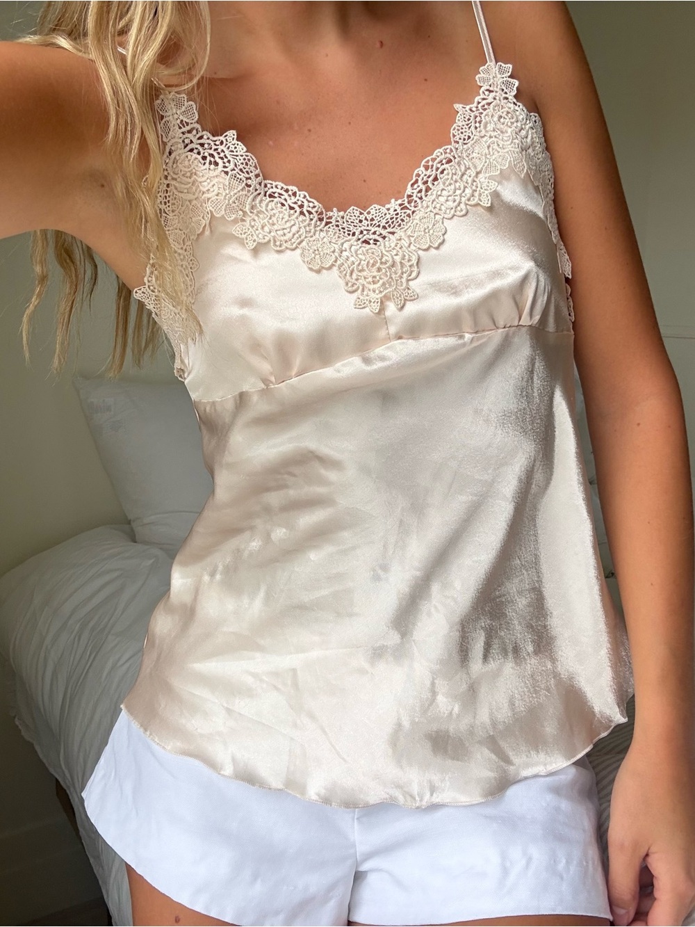 vintage Lace Trim Satin Camisole